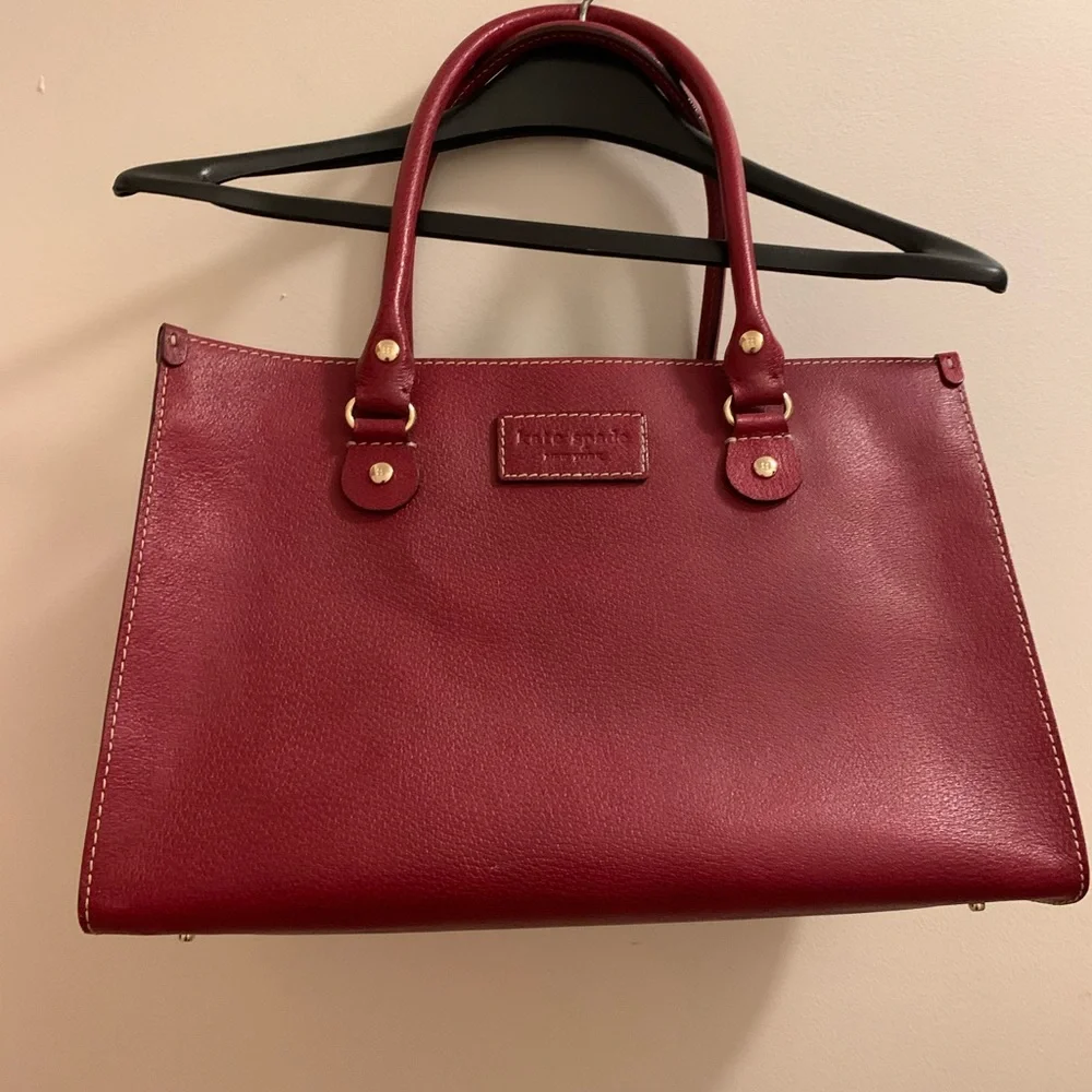 kate spade Red Leather Tote with Gold Hardware